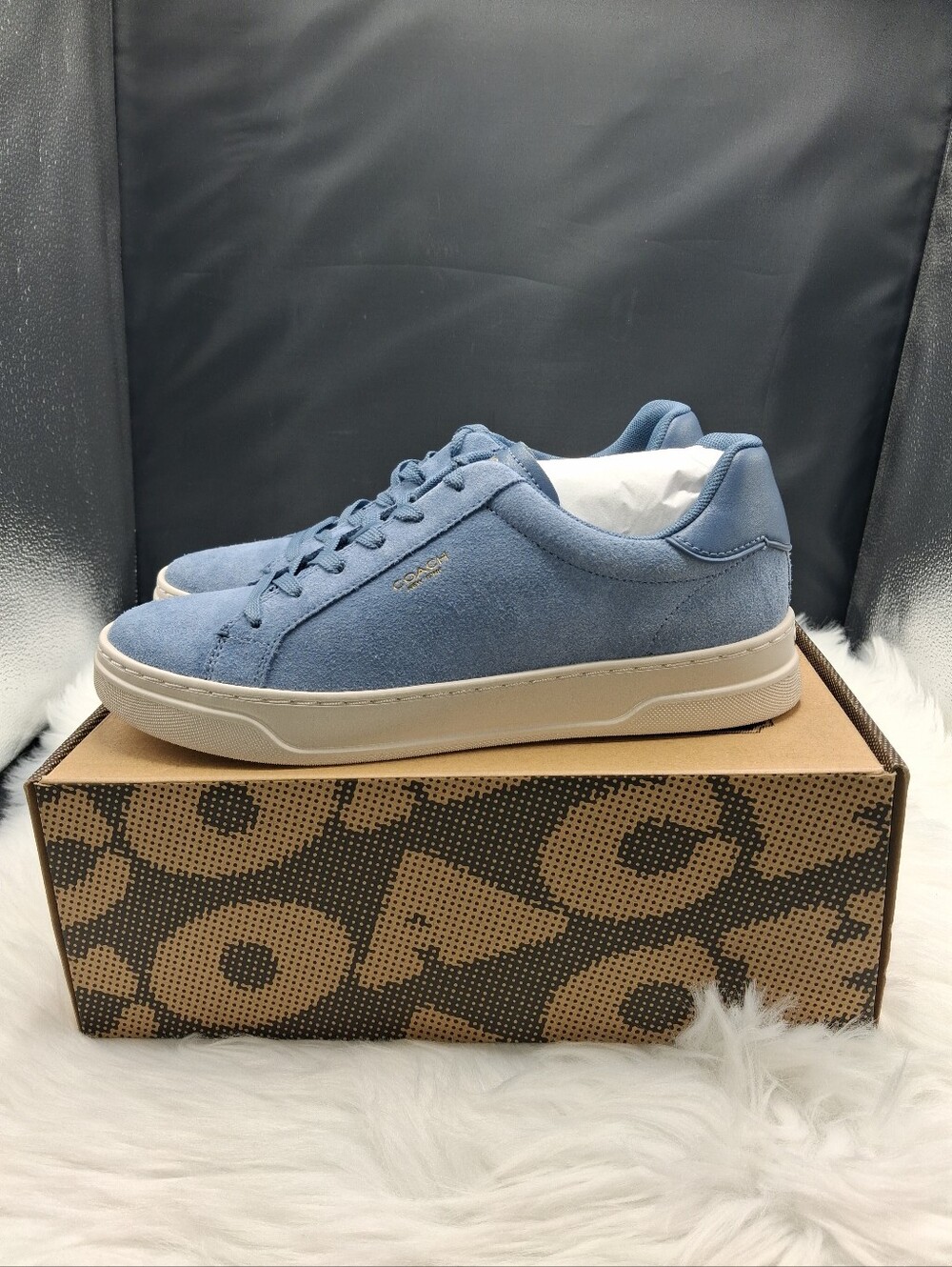 Coach Light Blue Suede Low-Top Sneakers